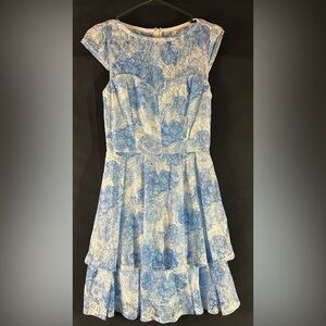 Nikibiki Blue and White Strapless Fit & Flare Dress